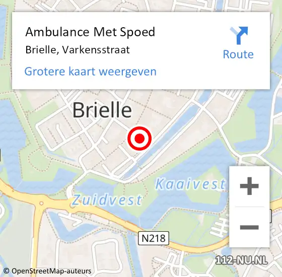 Locatie op kaart van de 112 melding: Ambulance Met Spoed Naar Brielle, Varkensstraat op 4 juli 2020 01:03