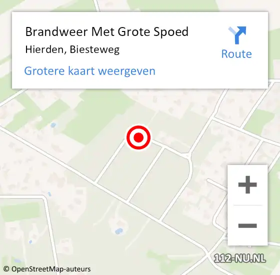 Locatie op kaart van de 112 melding: Brandweer Met Grote Spoed Naar Hierden, Biesteweg op 4 juli 2020 01:32