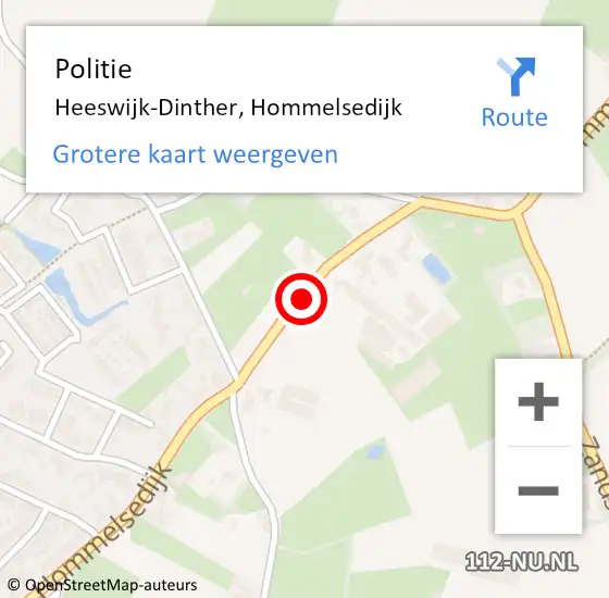 Locatie op kaart van de 112 melding: Politie Heeswijk-Dinther, Hommelsedijk op 4 juli 2020 01:51