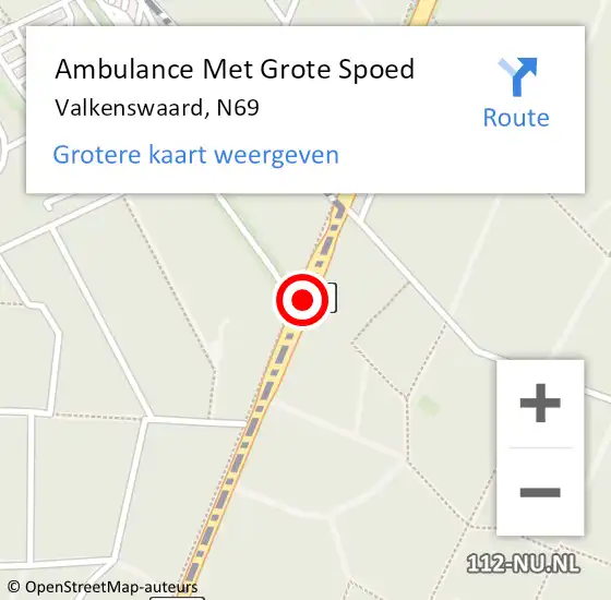 Locatie op kaart van de 112 melding: Ambulance Met Grote Spoed Naar Valkenswaard, N69 op 4 juli 2020 02:37