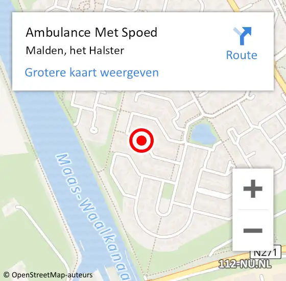 Locatie op kaart van de 112 melding: Ambulance Met Spoed Naar Malden, het Halster op 4 juli 2020 03:00