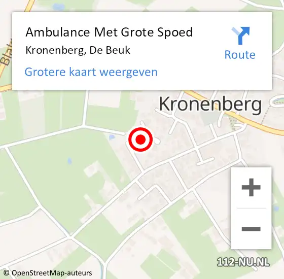 Locatie op kaart van de 112 melding: Ambulance Met Grote Spoed Naar Kronenberg, De Beuk op 11 mei 2014 17:28