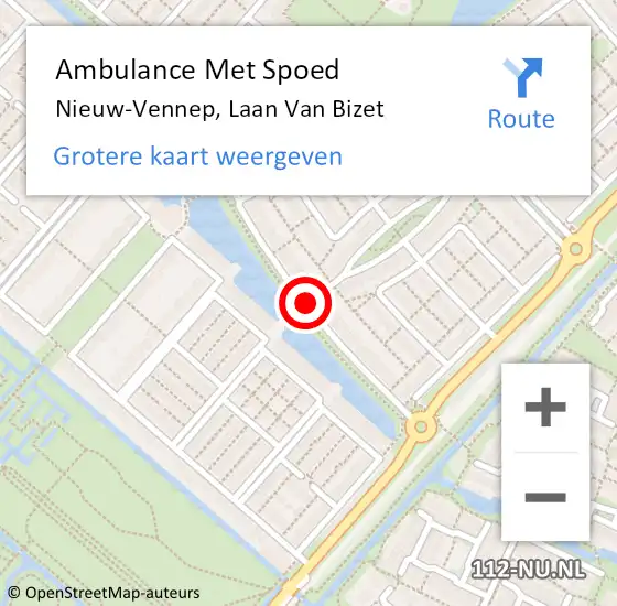 Locatie op kaart van de 112 melding: Ambulance Met Spoed Naar Nieuw-Vennep, Laan Van Bizet op 4 juli 2020 10:17