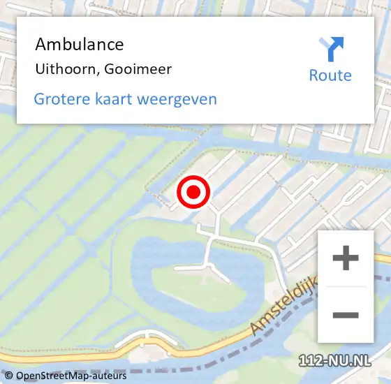 Locatie op kaart van de 112 melding: Ambulance Uithoorn, Gooimeer op 4 juli 2020 10:40