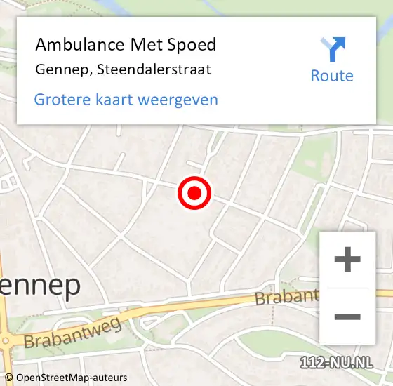 Locatie op kaart van de 112 melding: Ambulance Met Spoed Naar Gennep, Steendalerstraat op 4 juli 2020 11:56