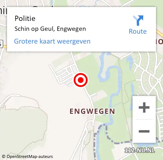 Locatie op kaart van de 112 melding: Politie Schin op Geul, Engwegen op 4 juli 2020 12:15