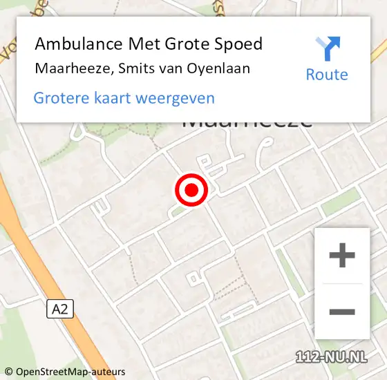 Locatie op kaart van de 112 melding: Ambulance Met Grote Spoed Naar Maarheeze, Smits van Oyenlaan op 4 juli 2020 13:10