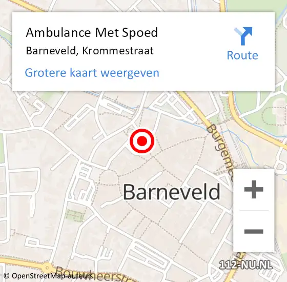 Locatie op kaart van de 112 melding: Ambulance Met Spoed Naar Barneveld, Krommestraat op 4 juli 2020 13:38