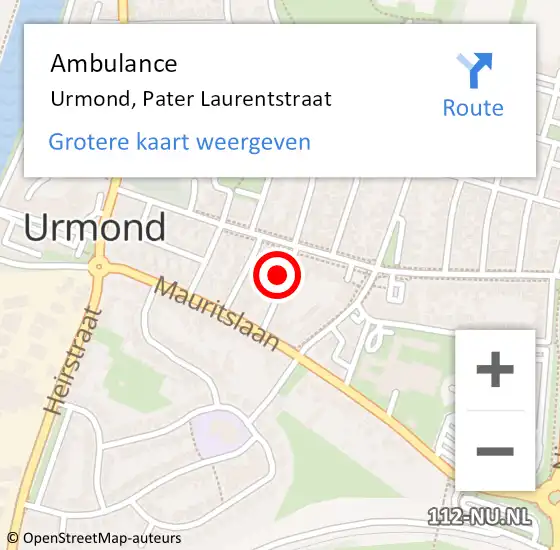 Locatie op kaart van de 112 melding: Ambulance Urmond, Pater Laurentstraat op 11 mei 2014 18:03