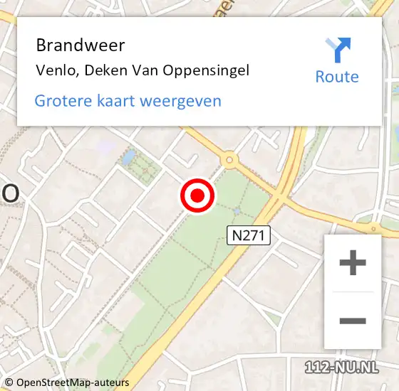 Locatie op kaart van de 112 melding: Brandweer Venlo, Deken Van Oppensingel op 4 juli 2020 14:16