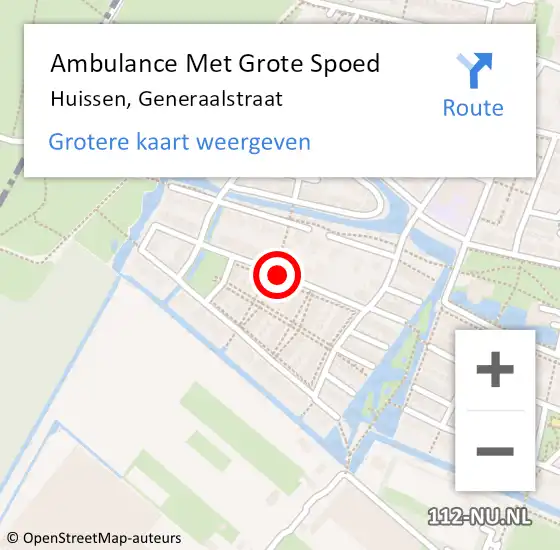 Locatie op kaart van de 112 melding: Ambulance Met Grote Spoed Naar Huissen, Generaalstraat op 4 juli 2020 14:57