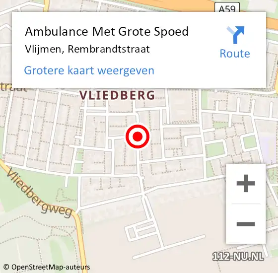 Locatie op kaart van de 112 melding: Ambulance Met Grote Spoed Naar Vlijmen, Rembrandtstraat op 4 juli 2020 15:08