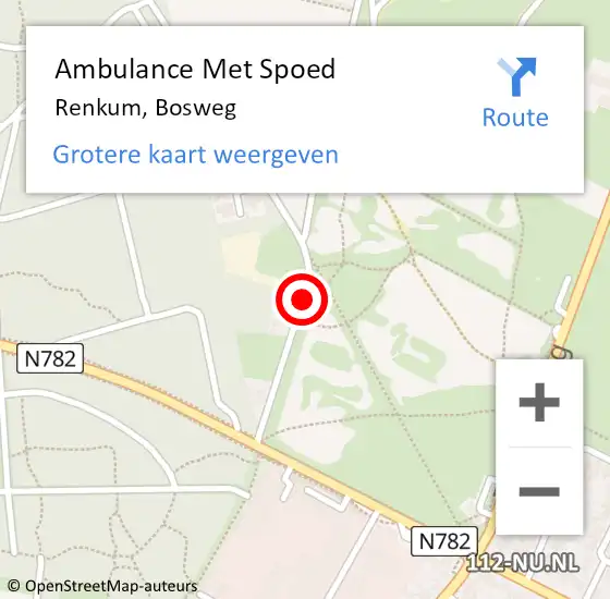 Locatie op kaart van de 112 melding: Ambulance Met Spoed Naar Renkum, Bosweg op 4 juli 2020 15:25