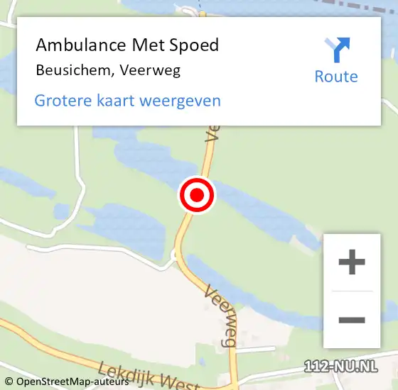 Locatie op kaart van de 112 melding: Ambulance Met Spoed Naar Beusichem, Veerweg op 4 juli 2020 16:52