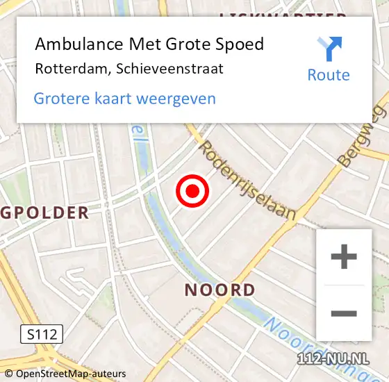 Locatie op kaart van de 112 melding: Ambulance Met Grote Spoed Naar Rotterdam, Schieveenstraat op 4 juli 2020 16:59