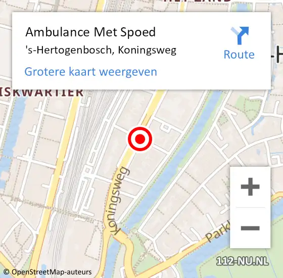 Locatie op kaart van de 112 melding: Ambulance Met Spoed Naar 's-Hertogenbosch, Koningsweg op 4 juli 2020 17:37