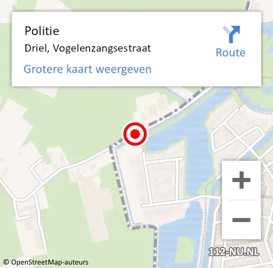 Locatie op kaart van de 112 melding: Politie Driel, Vogelenzangsestraat op 4 juli 2020 18:54