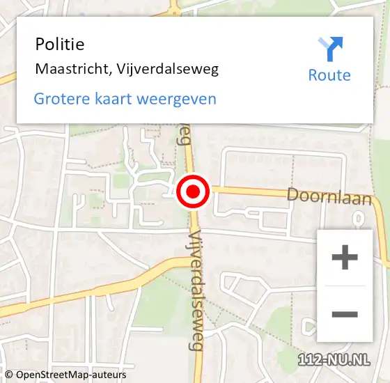 Locatie op kaart van de 112 melding: Politie Maastricht, Vijverdalseweg op 4 juli 2020 18:57