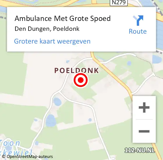 Locatie op kaart van de 112 melding: Ambulance Met Grote Spoed Naar Den Dungen, Poeldonk op 4 juli 2020 19:38