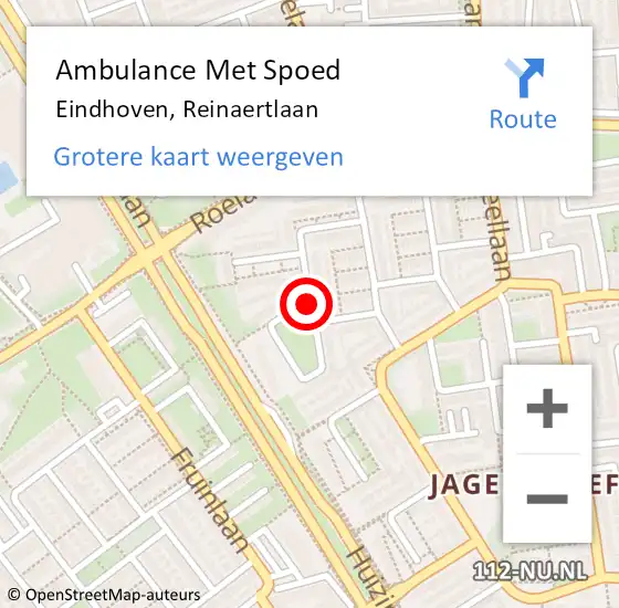 Locatie op kaart van de 112 melding: Ambulance Met Spoed Naar Eindhoven, Reinaertlaan op 4 juli 2020 19:41