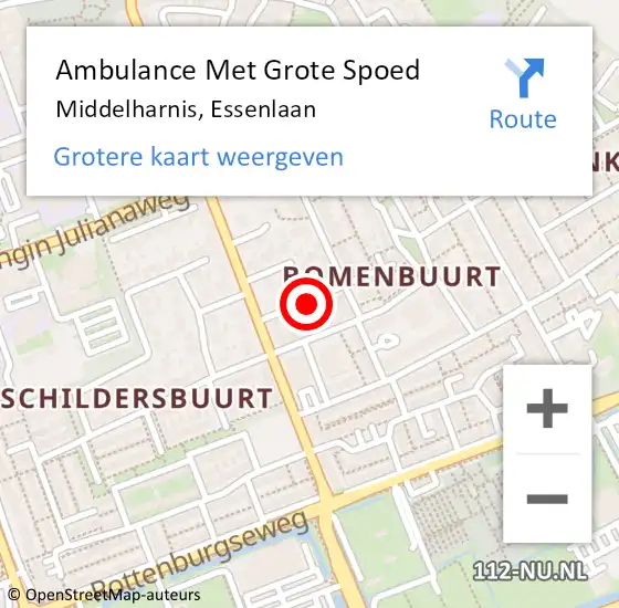 Locatie op kaart van de 112 melding: Ambulance Met Grote Spoed Naar Middelharnis, Essenlaan op 4 juli 2020 20:14