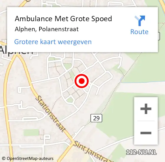 Locatie op kaart van de 112 melding: Ambulance Met Grote Spoed Naar Alphen, Polanenstraat op 11 mei 2014 18:51