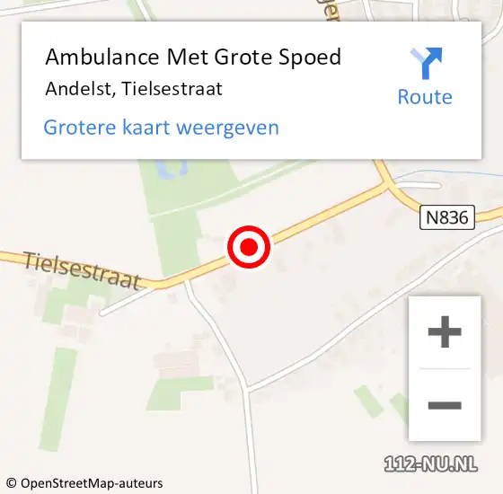 Locatie op kaart van de 112 melding: Ambulance Met Grote Spoed Naar Andelst, Tielsestraat op 4 juli 2020 20:42