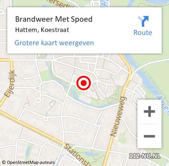 Locatie op kaart van de 112 melding: Brandweer Met Spoed Naar Hattem, Koestraat op 4 juli 2020 21:03