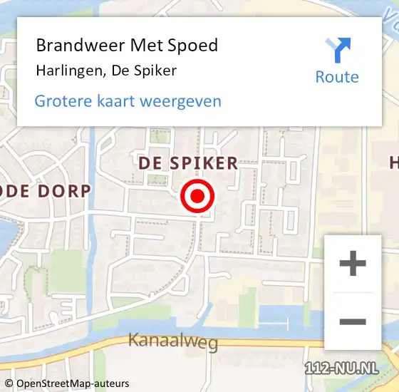 Locatie op kaart van de 112 melding: Brandweer Met Spoed Naar Harlingen, De Spiker op 4 juli 2020 21:10