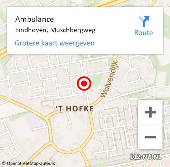 Locatie op kaart van de 112 melding: Ambulance Eindhoven, Muschbergweg op 4 juli 2020 21:43