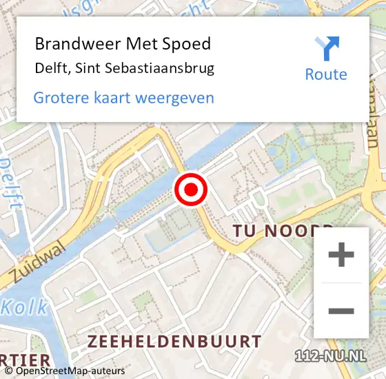 Locatie op kaart van de 112 melding: Brandweer Met Spoed Naar Delft, Sint Sebastiaansbrug op 4 juli 2020 21:46