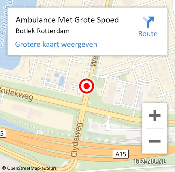 Locatie op kaart van de 112 melding: Ambulance Met Grote Spoed Naar Botlek Rotterdam op 4 juli 2020 22:46
