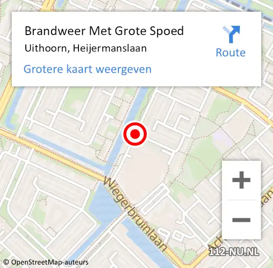 Locatie op kaart van de 112 melding: Brandweer Met Grote Spoed Naar Uithoorn, Heijermanslaan op 5 juli 2020 00:17