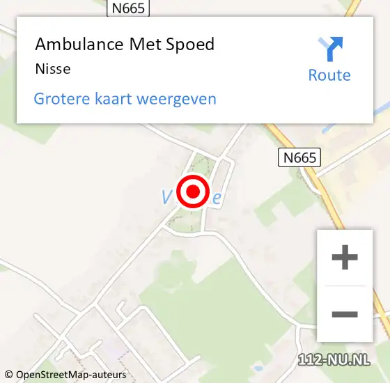 Locatie op kaart van de 112 melding: Ambulance Met Spoed Naar Nisse op 5 juli 2020 01:57