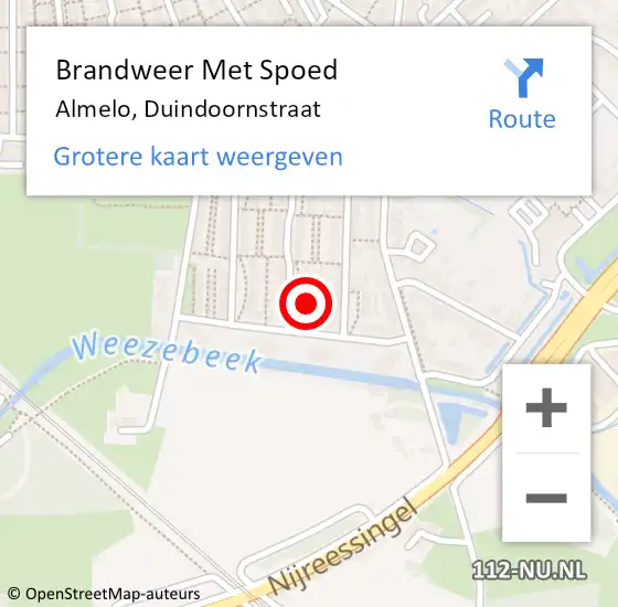 Locatie op kaart van de 112 melding: Brandweer Met Spoed Naar Almelo, Duindoornstraat op 11 mei 2014 19:21