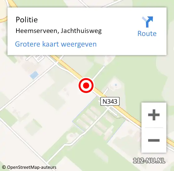 Locatie op kaart van de 112 melding: Politie Heemserveen, Jachthuisweg op 5 juli 2020 03:10