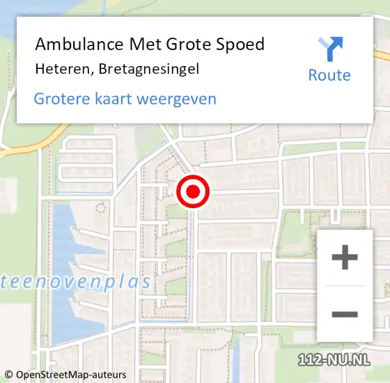 Locatie op kaart van de 112 melding: Ambulance Met Grote Spoed Naar Heteren, Bretagnesingel op 5 juli 2020 03:51