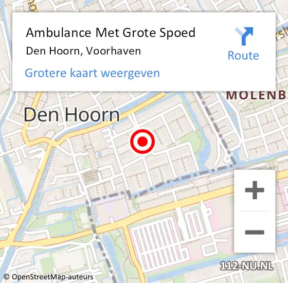 Locatie op kaart van de 112 melding: Ambulance Met Grote Spoed Naar Den Hoorn, Voorhaven op 5 juli 2020 05:38
