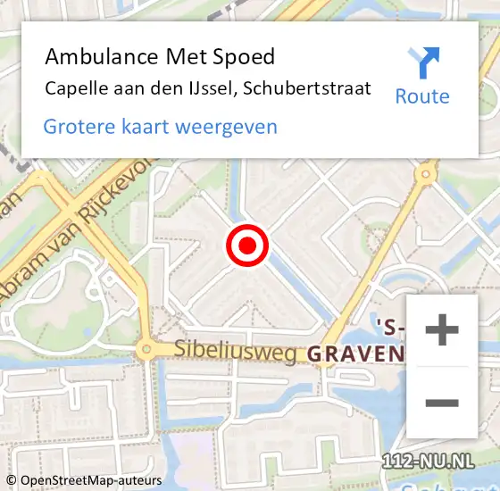 Locatie op kaart van de 112 melding: Ambulance Met Spoed Naar Capelle aan den IJssel, Schubertstraat op 5 juli 2020 07:40