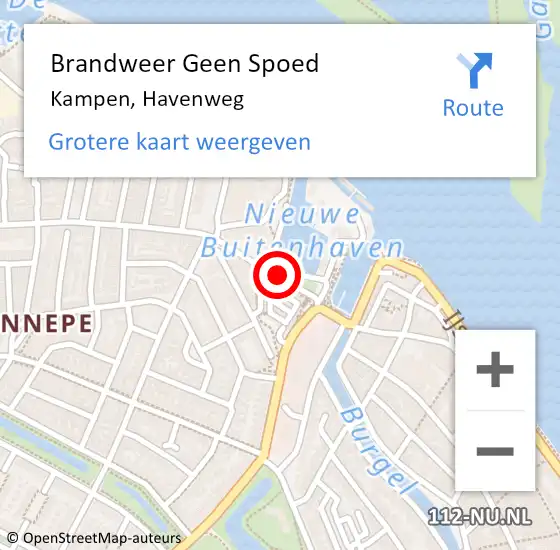 Locatie op kaart van de 112 melding: Brandweer Geen Spoed Naar Kampen, Havenweg op 5 juli 2020 08:45