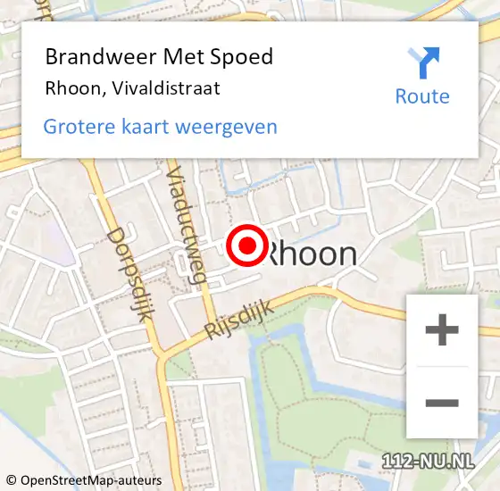 Locatie op kaart van de 112 melding: Brandweer Met Spoed Naar Rhoon, Vivaldistraat op 5 juli 2020 10:09