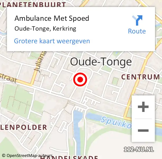 Locatie op kaart van de 112 melding: Ambulance Met Spoed Naar Oude-Tonge, Kerkring op 5 juli 2020 11:20