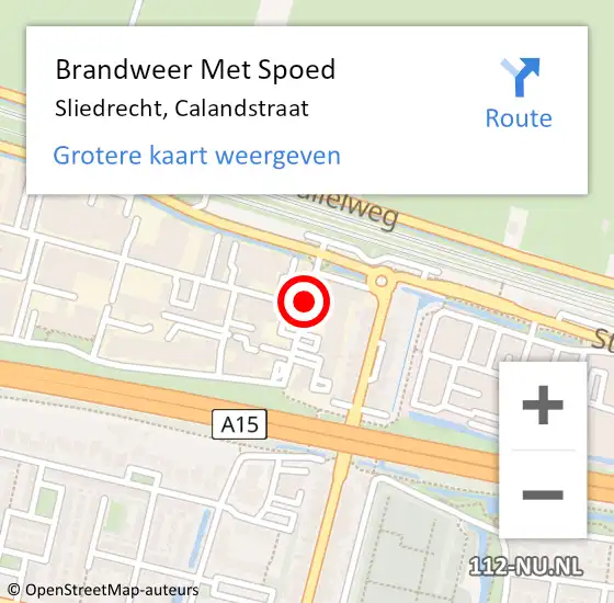 Locatie op kaart van de 112 melding: Brandweer Met Spoed Naar Sliedrecht, Calandstraat op 5 juli 2020 11:46