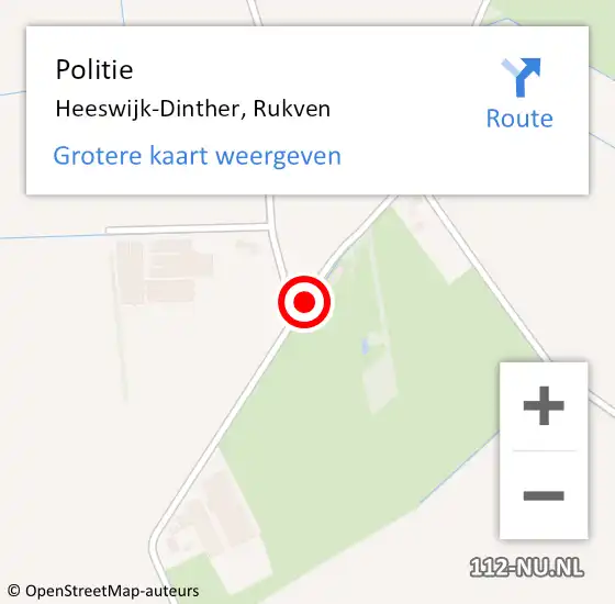 Locatie op kaart van de 112 melding: Politie Heeswijk-Dinther, Rukven op 5 juli 2020 12:08