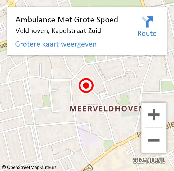 Locatie op kaart van de 112 melding: Ambulance Met Grote Spoed Naar Veldhoven, Kapelstraat-Zuid op 5 juli 2020 12:24