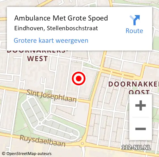 Locatie op kaart van de 112 melding: Ambulance Met Grote Spoed Naar Eindhoven, Stellenboschstraat op 5 juli 2020 13:24