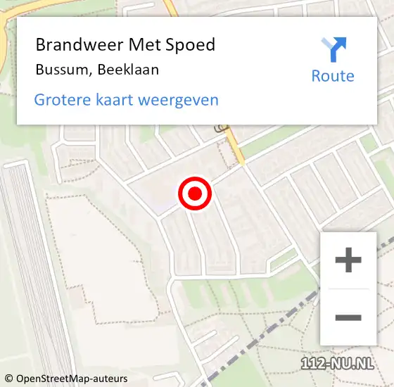 Locatie op kaart van de 112 melding: Brandweer Met Spoed Naar Bussum, Beeklaan op 5 juli 2020 13:52