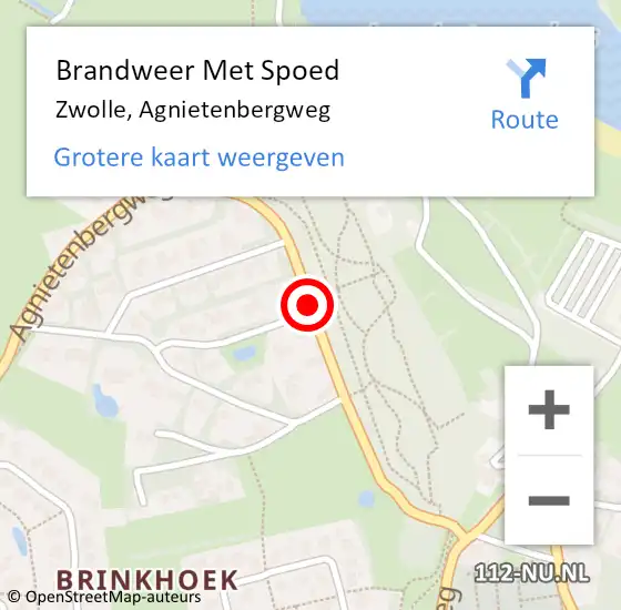 Locatie op kaart van de 112 melding: Brandweer Met Spoed Naar Zwolle, Agnietenbergweg op 5 juli 2020 14:26