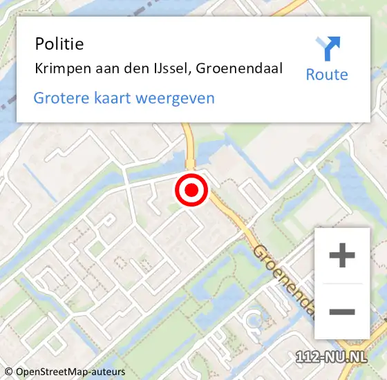 Locatie op kaart van de 112 melding: Politie Krimpen aan den IJssel, Groenendaal op 11 mei 2014 20:14