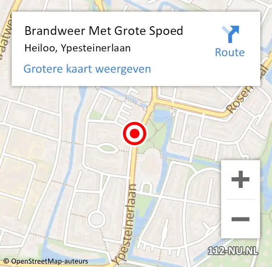 Locatie op kaart van de 112 melding: Brandweer Met Grote Spoed Naar Heiloo, Ypesteinerlaan op 5 juli 2020 16:46